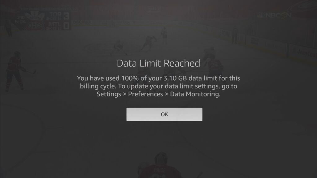 Data Limit Alert Notification