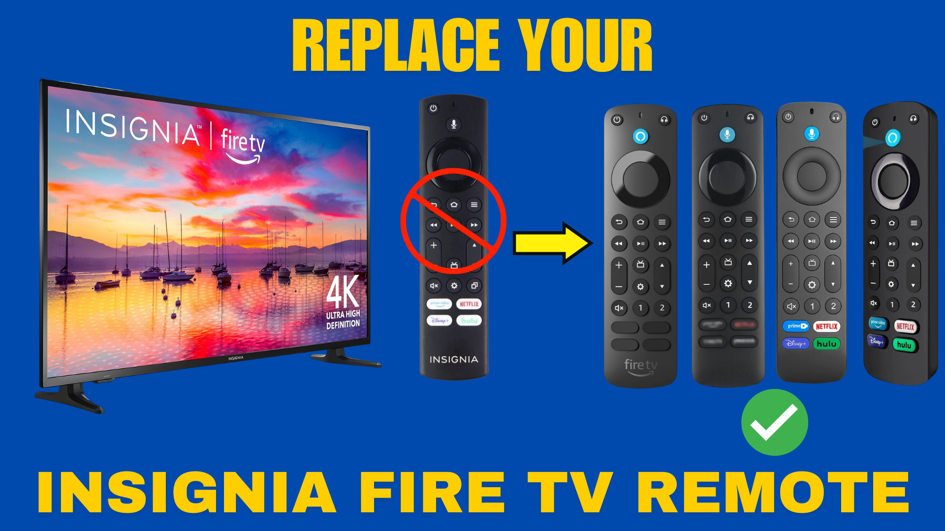 4 Replacement Remotes for Insignia Fire TV