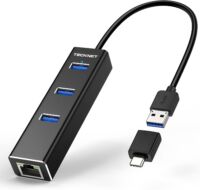TECKNET 3 port USB 3.0 Hub with Gigabit Ethernet Adapter