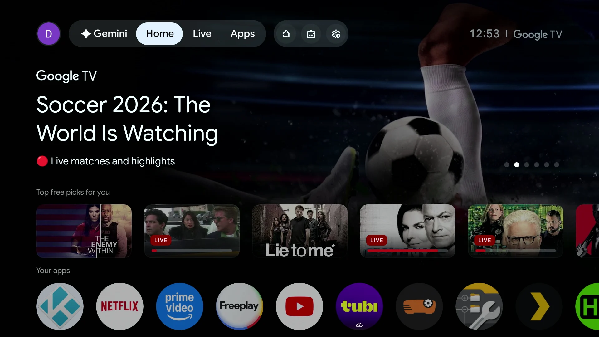 Google TV Home Screen